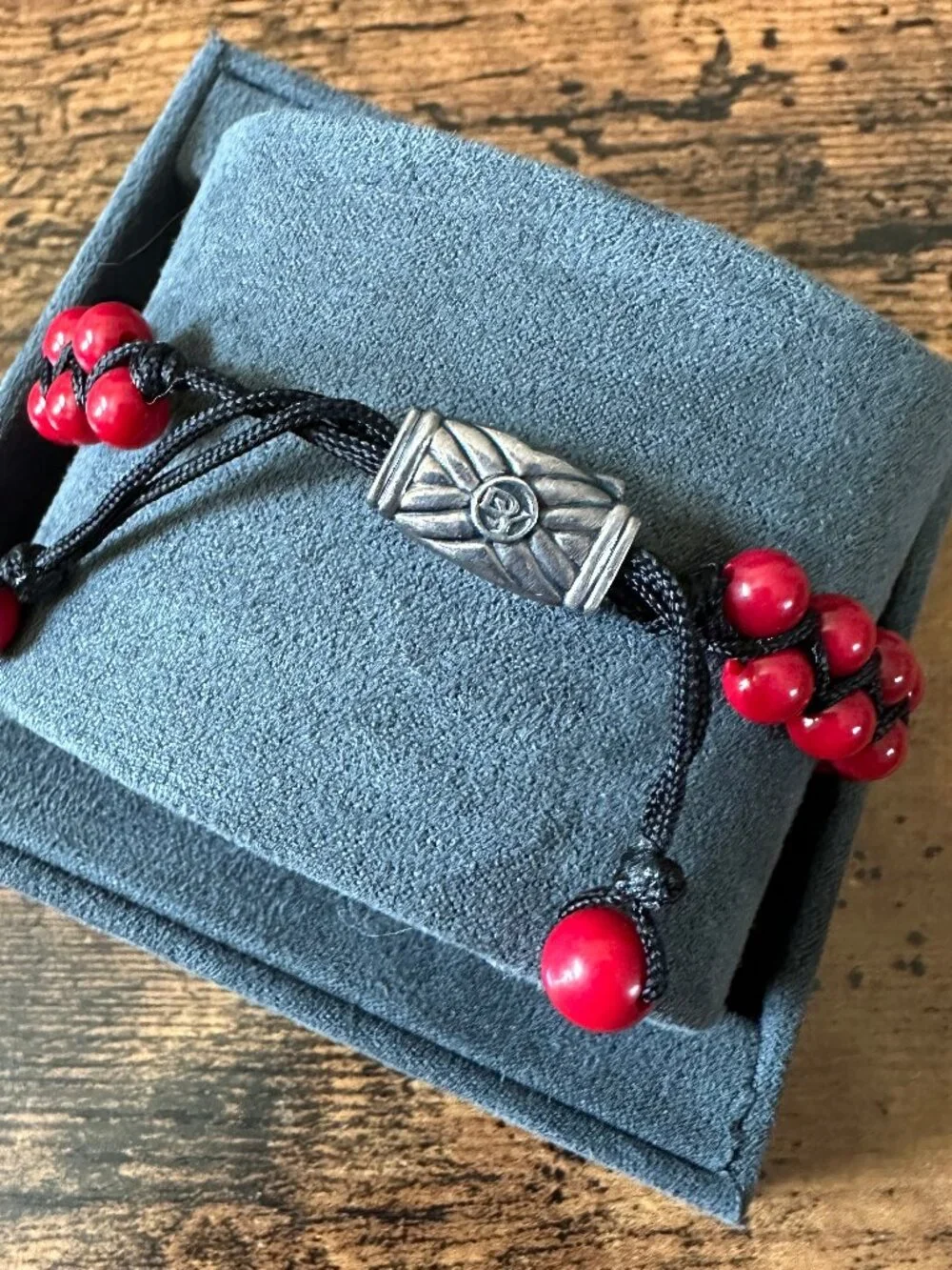 David Yurman Spiritual Beads Two-Row Woven Bracelet w/ Red Coral - RARE